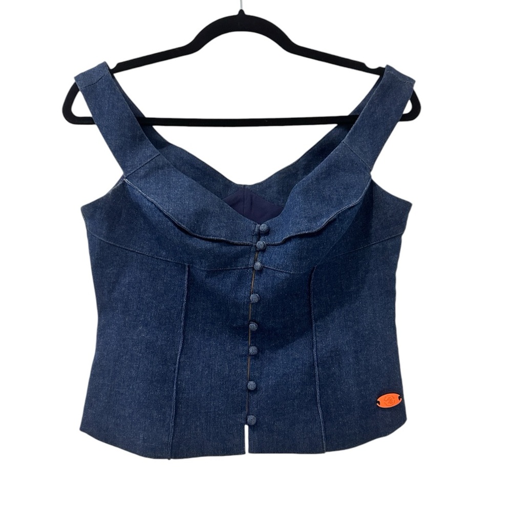 Malibu Juice Club Denim Corset Top Size Large - 90s Vibe NWOT